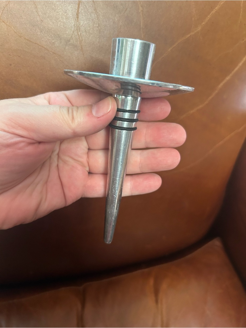 Stainless Steel Tapered Wine Bottle Stopper in Silver